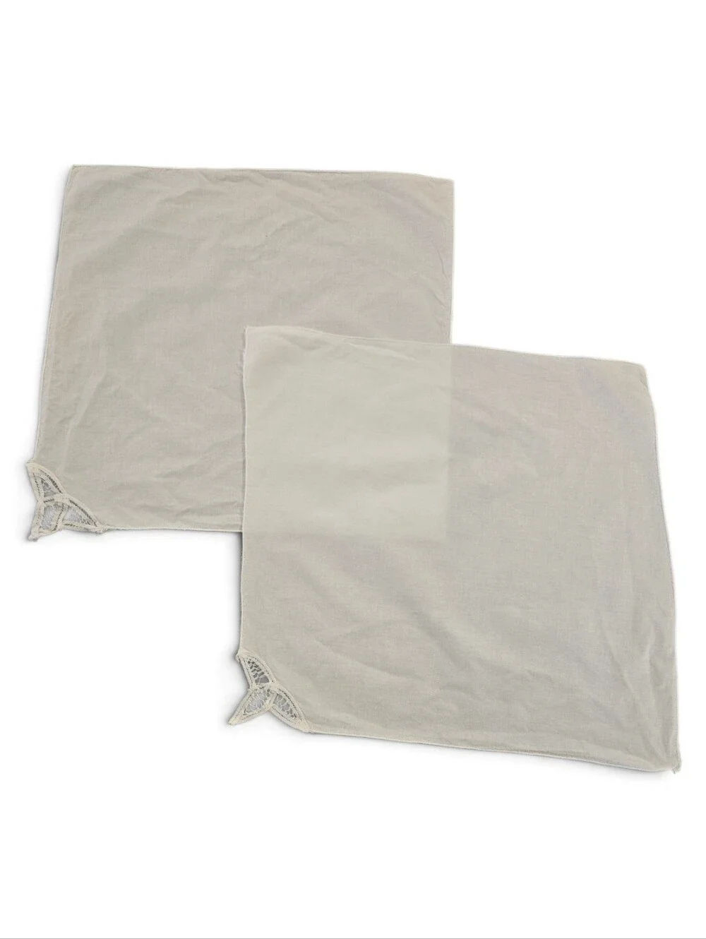 White Cloth Napkins with Lace Corner (Set of 2)
